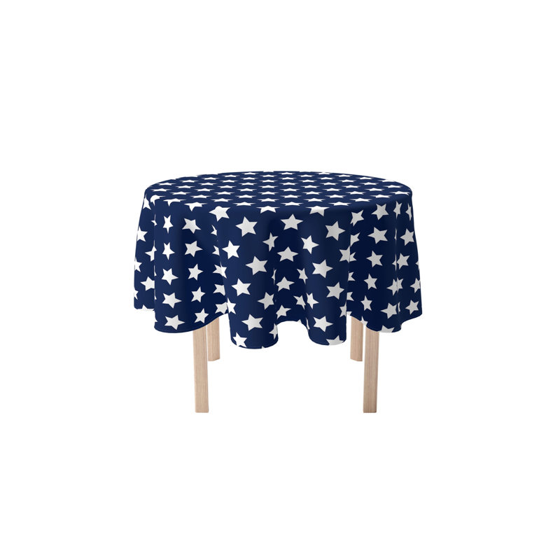 Pulcova Geometric Round Tablecloth, Navy, 90" x 90"