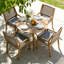Ensemble repas d'extérieur 5 pièces avec table ronde, 4 fauteuils et coussins