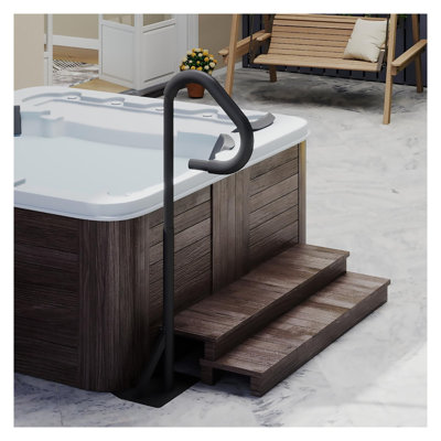 Rampe de spa robuste et réglable avec base coulissante, barrière de sécurité pivotante à 360 ° en aluminium pour piscines creusées et spas de nage - capacité de 600 lb