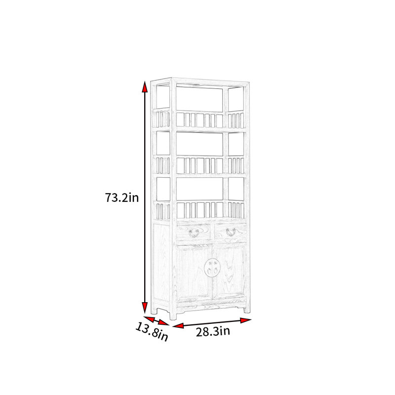 New Chinese Retro Style Bookcase, Burlywood