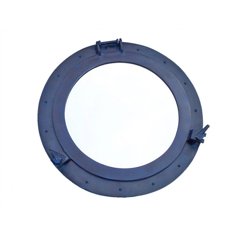 Miroir décoratif hublot, H 12 po x l 12 po, bleu