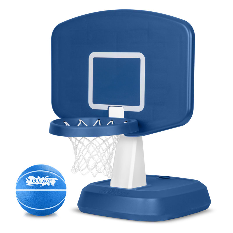 Blue Portable Poolside Basketball Hoop with Water Ball
