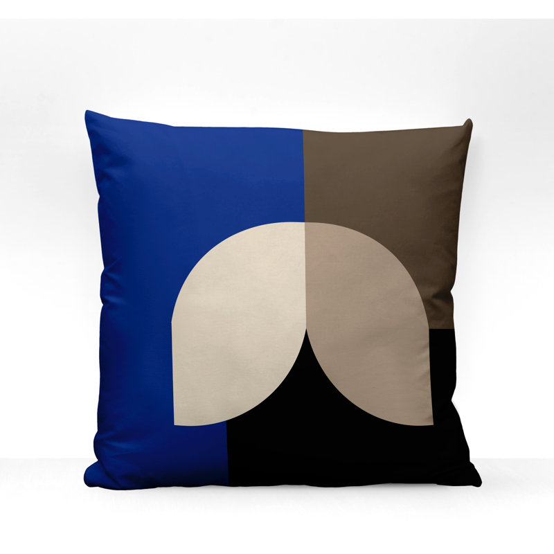 Coussin décoratif intérieur / extérieur en polyester filé Nini, 19 po x 19 po, Bleu marine