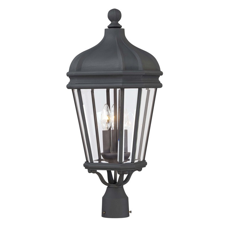 Jesusa Stained Glass Transparent Lantern Head Post Lantern, 25" H x 10" W x 10" D