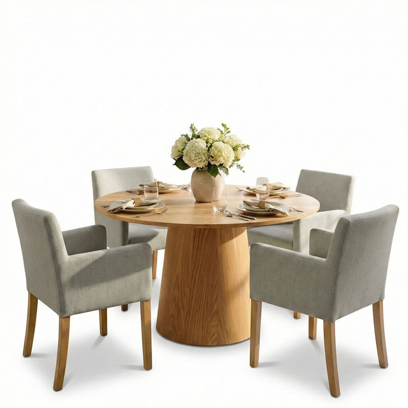 Sarosh 4-Person Upholstered Dining Set, Gray