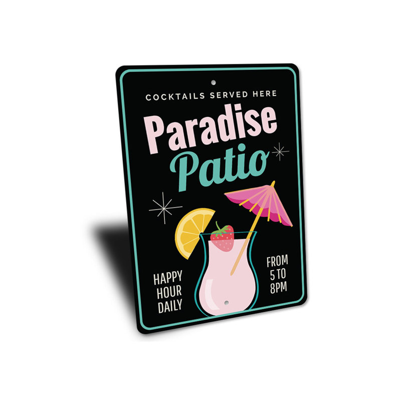 Enseigne de patio Paradise, H 18 po x l 12 po x P 0,06 po