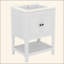 Lavabo de salle de bain moderne élégant en céramique blanche 24 po avec tablette ouverte en bois massif