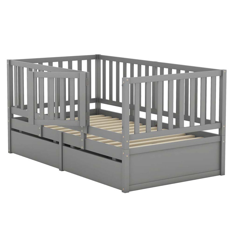 Solid Wood Daybed, Gray, Twin