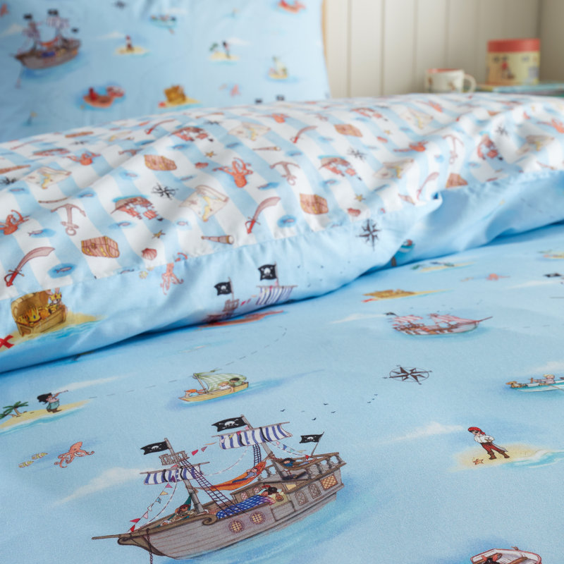 Pirates Reversible Cotton Duvet Cover Set with Pillowcase, Single Duvet Cover Set + 1 additional Pillowcase