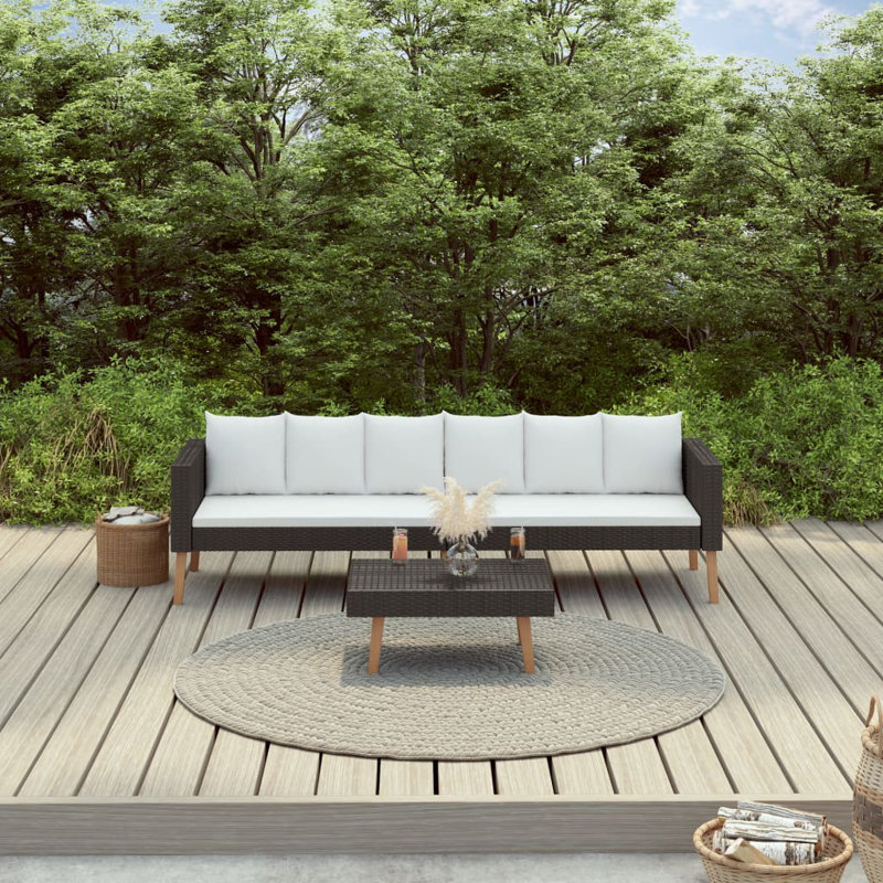 Méridienne 2 pièces avec coussins, Beige, Brun