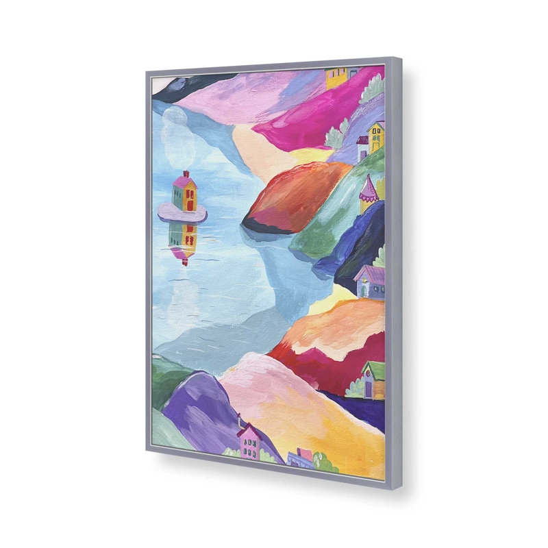 «Water Rainbow Landscape» par Garima Dhawan, reproduction d'art sur toile, H 48 po x l 36 po, Argent argent