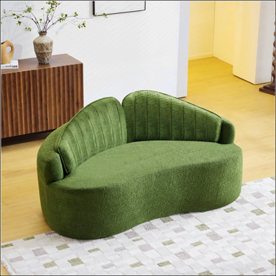 Curved Two-Seater Fully Compressed Sofa, Long-Term Comfort, Removable Backrest, Chenille Fabric, Simple Retro Style, Ideal For Small Spaces And Apartments