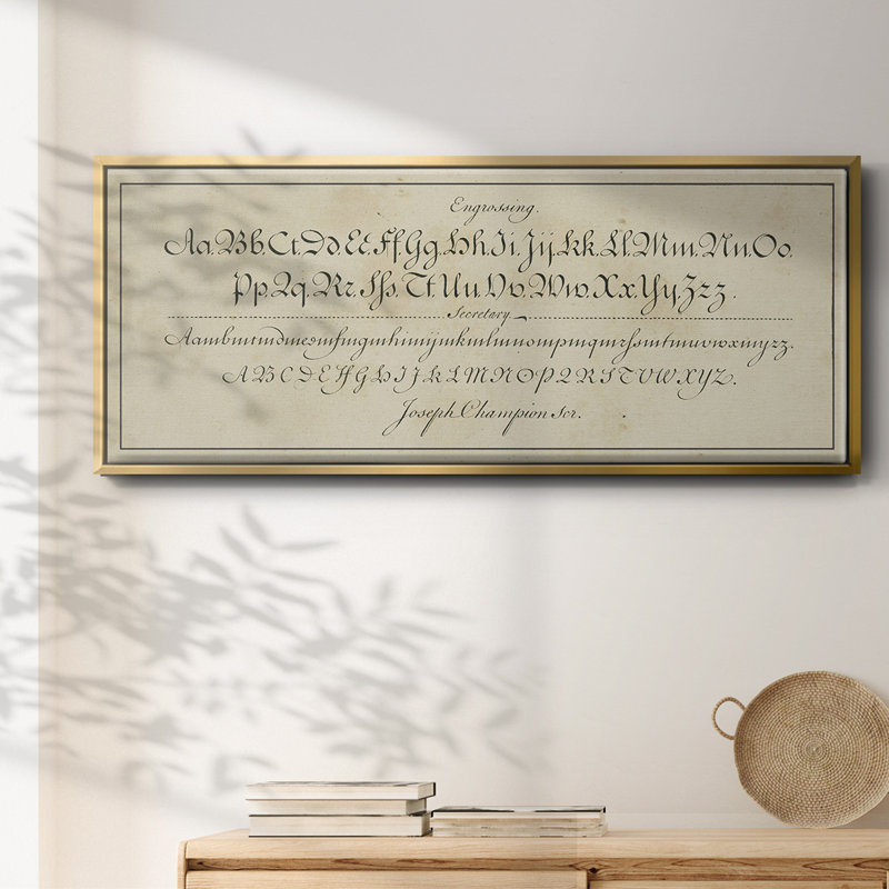 Manuscrit de l'échantillonneur en V - toile encadrée, H 20 po x l 50 po