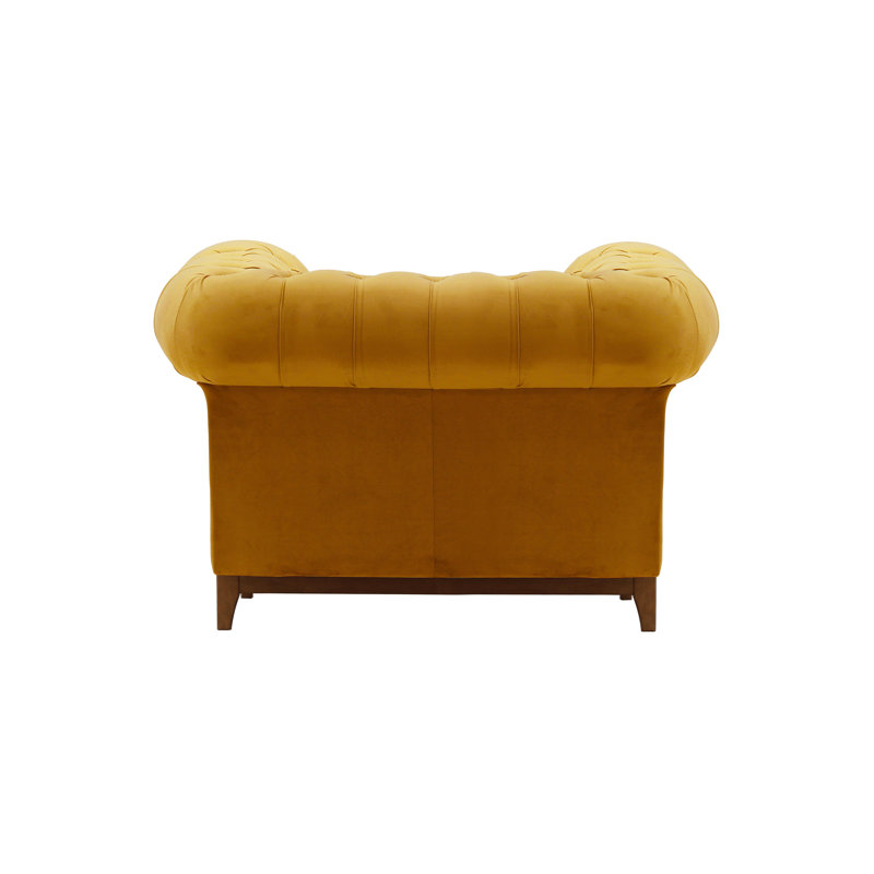 Frye Velvet Chesterfield Chair, Brown, Mustard