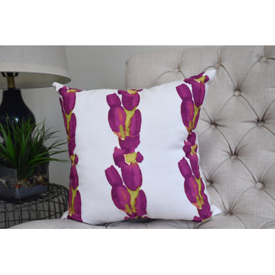 Sunset Tulip Floral Reversible Throw Pillow