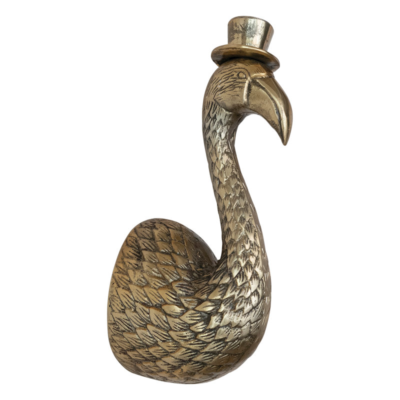 Décoration murale tête de flamant en fonte d'aluminium avec chapeau haut de forme