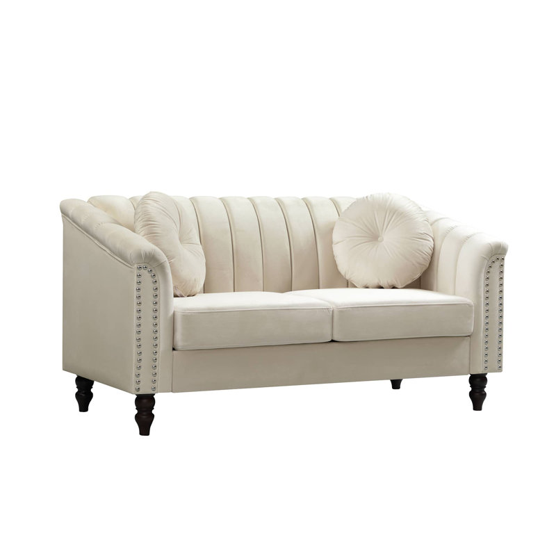  Causeuse de salon en microfibre Latausha, Velours crème