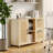 37.4"W Rattan Filing Cabinet With Lockable Drawers & Wheels And Adjustable Hanging Bars