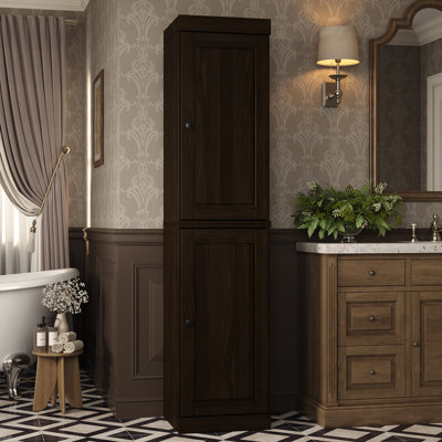 100% Solid Wood Tall Narrow Bathroom Linen Cabinet with Doors, Adjustable Shelves, Modular Bathroom & Laundry Storage Cabinet, 16.5" W x 71.5" H