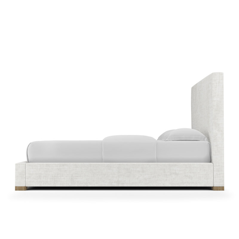 Sloan Upholstered Bed, King, Crushed Velvet Alabaster, Weathered