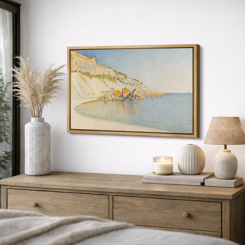 Coastal Cliff Seaside, H 24 po x l 36 po, Natural Floater Frame