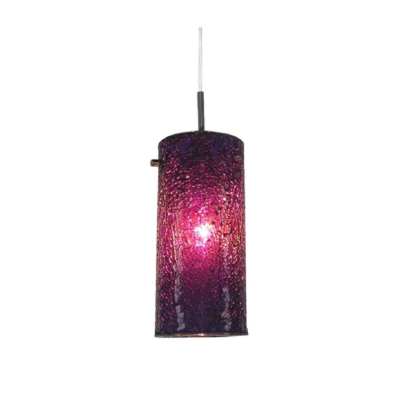 1 - Light Single Pendant, Nickel, Mosaic Purple Glass