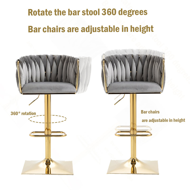 Vintage Bar Stools with Back and Footrest Counter Height Dining Chairs