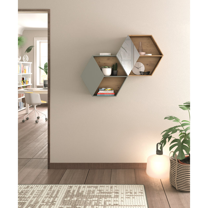 Dao 2 Piece Hexagon Melamine Floating Shelf