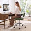 Chaise de bureau pivotante et réglable Ayris, style moderne du milieu du siècle, avec accoudoirs en bois et piètement chromé.-852152328