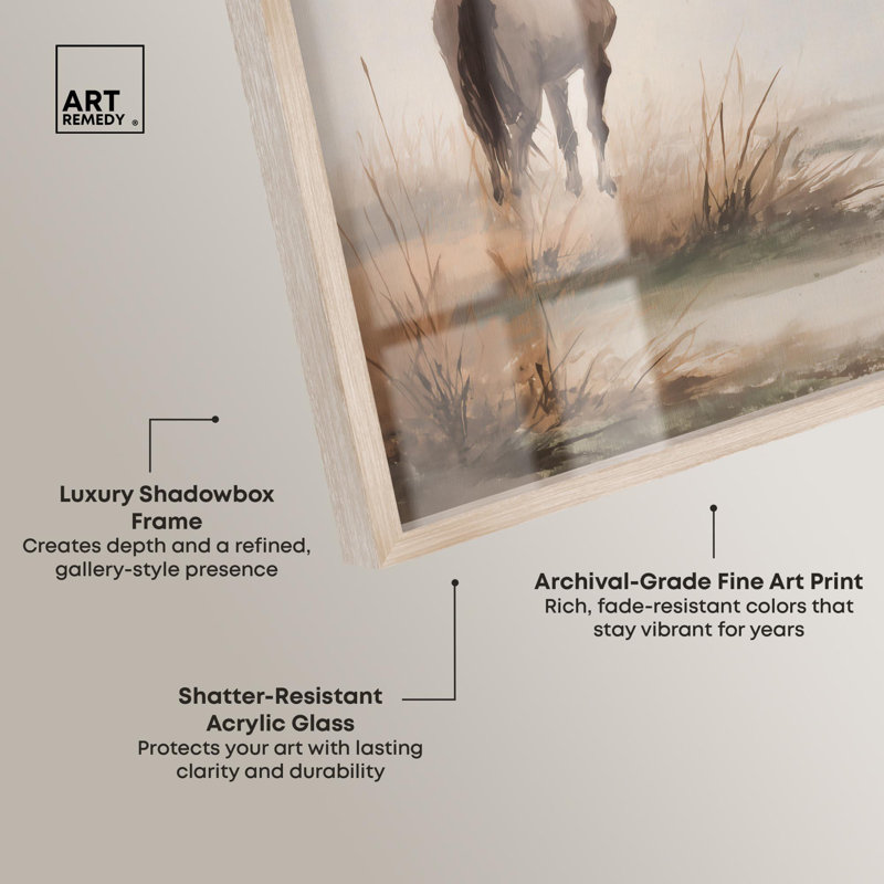 Décoration murale campagnard Faded Equine Shadowbox par Art Remedy, cadre blond, 11 x 16, H 16 po x l 11 po, Cadre blond