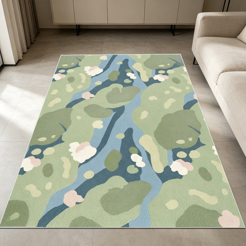 1PC Pastoral Sage Leaf Floral Print area rugs for Living Room, Soft and Comfortable, Suitable for all seasons, easy-to-maintain, machine washable Indoor floor mat, Under Table Farmhouse suitable for dining table, bedroom, entryway, patio, balcony,