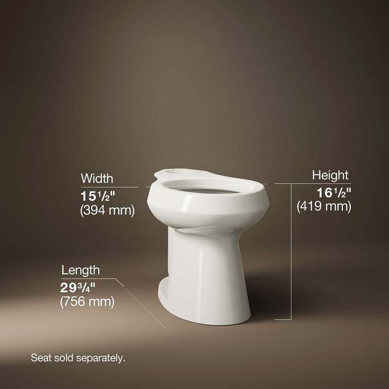 Kohler Highline Concealed Trapway Comfort Height Elongated Bowl, Biscuit