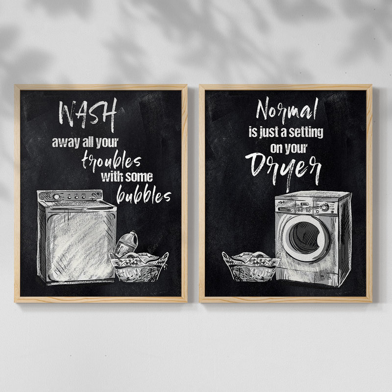 «Wash Away Your Trouble» - Impression encadrée de qualité supérieure - Prêt à accrocher - Aucun clou requis - Aucun clou requis