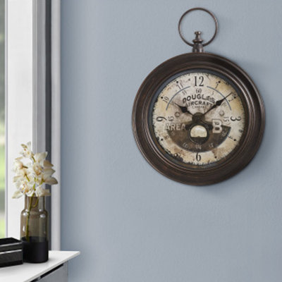 Horloge murale 18 po, montre de poche rétro, horloge décorative à quartz sans pile pour salon, maison, bureau, bronze foncé
