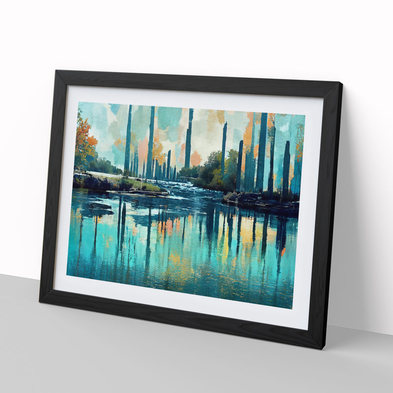 Abstract River Art Vol.2 - Framed Print, Black, 46cm H x 64cm W x 2cm D