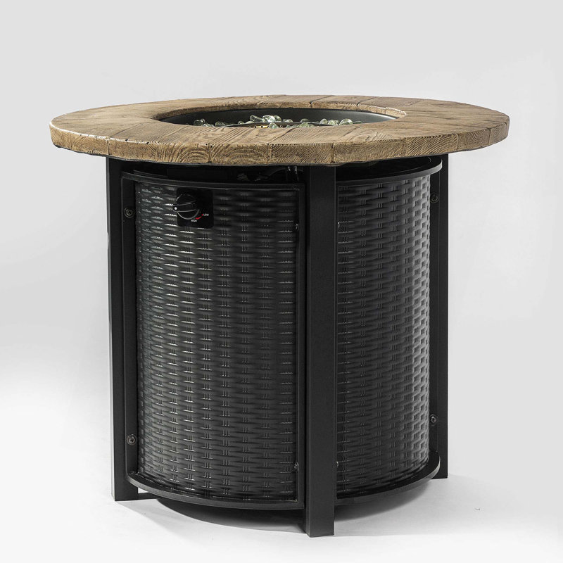 Round Fire Pit Table Propane Fire Table With Lava Rocks