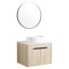 Meuble-lavabo moderne en chêne blanc. Fixation murale 24 po avec cuve en céramique. Porte à fermeture en douceur pour un évier de rangement tentant et spacieux. Espace