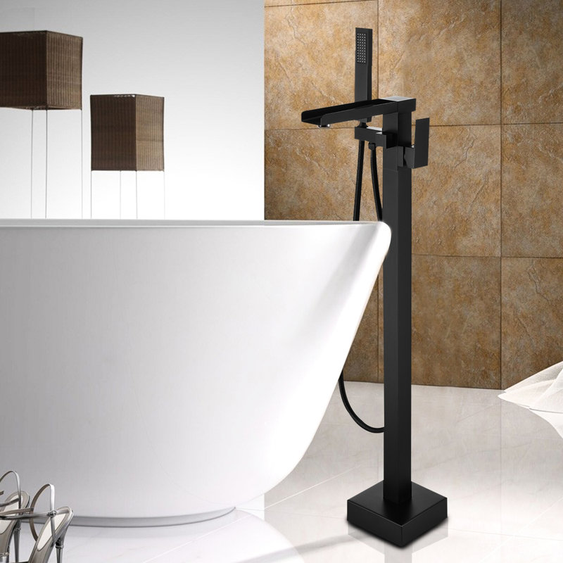 Matte Black Wall Mounted Bathtub Faucet With Hand Shower - 6 Gpm Max Flow Rate, Corrosion , Lever Handle For Easy Use Handle, Flow, Installation
