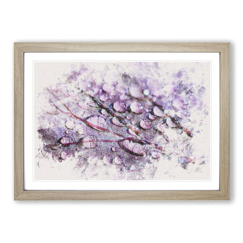 Dewdrops Upon A Lilac Leaf - Framed Print, 36cm H x 48cm W x 2cm D, Oak Framed