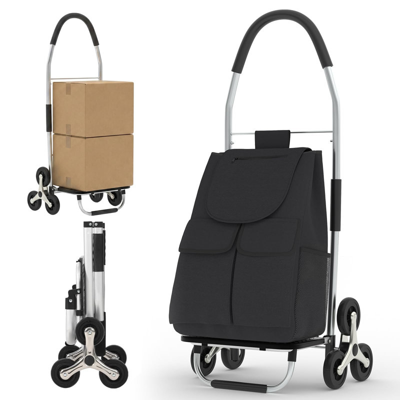  3-in-1 Folding Stair Climbing Hand Truck – 550 LBS Heavy Duty All-Terrain Dolly with 10 Wheels for Warehouse, Supermarket & Home Moving