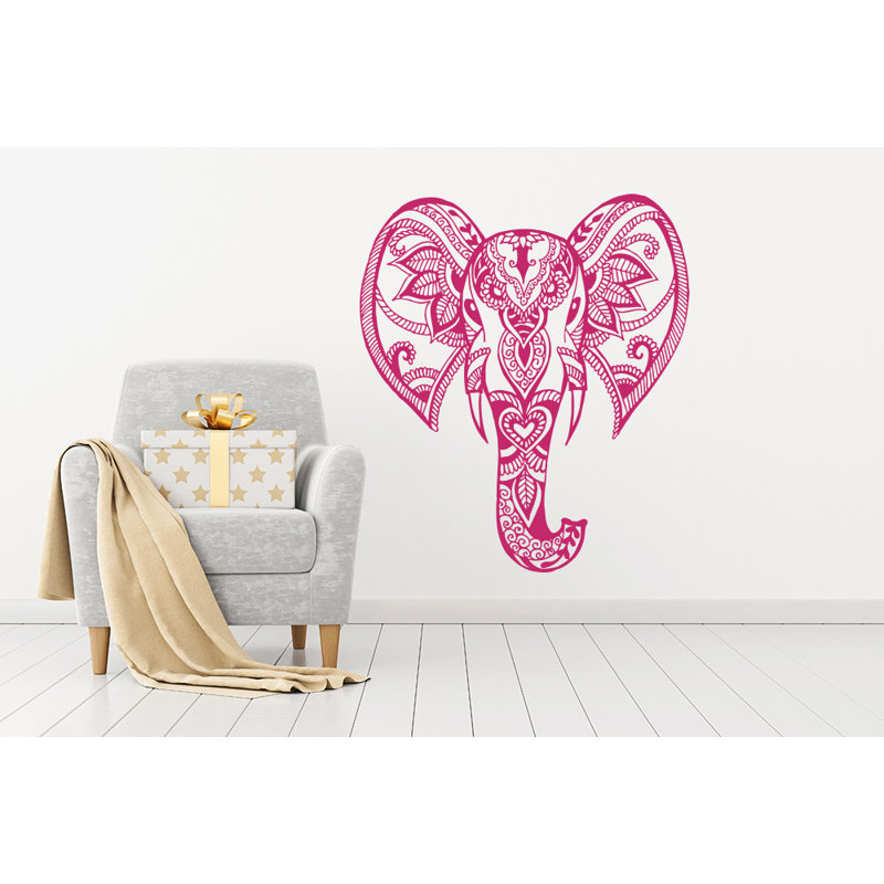 Décalcomanie murale éléphant mehndi Yatton, Rose vif