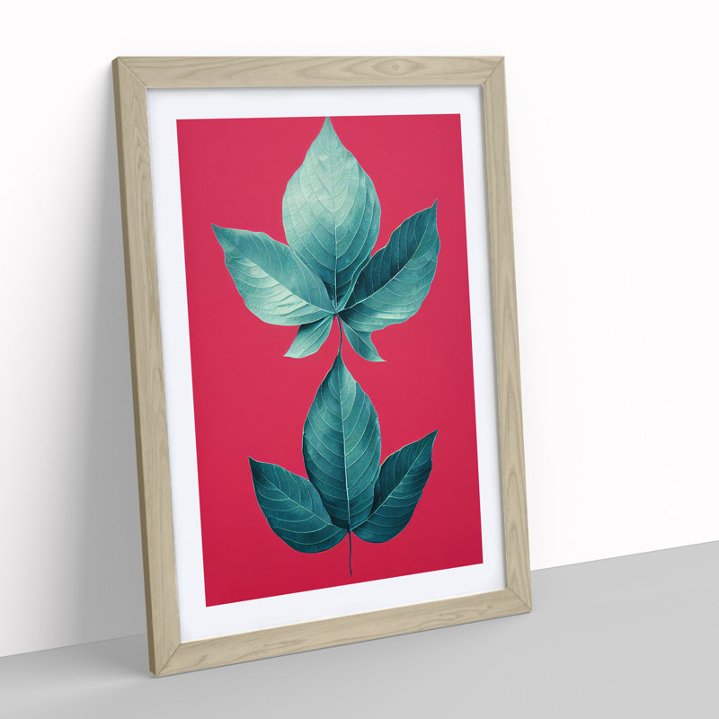 Precious Leaves - Wall Art, 48cm H x 36cm W, Oak Framed, White