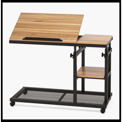 Height Adjustable C Table, Mobile Side Table With Tiltable Drawing Board