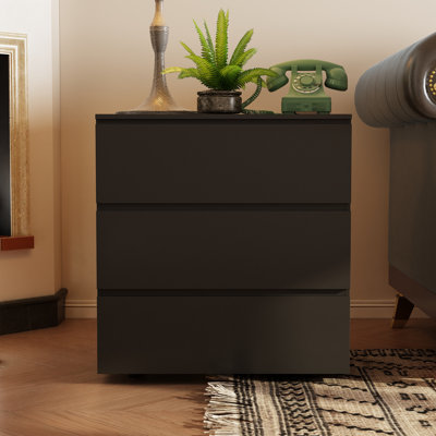 32.9 INCH H Modern 3-Drawer End Table With Handleless Front, Compact Design & Multiple Finishes – Versatile Nightstand Or Side Cabinet