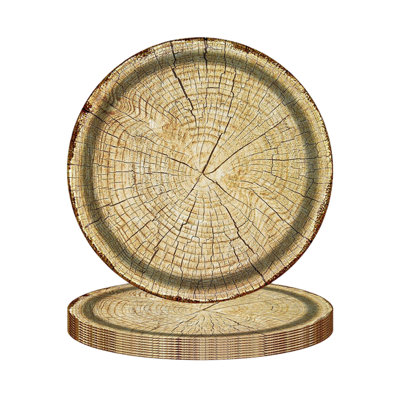 Christmas Decorations 10 Pieces Camping Wood Grain Dinner Plates Hunters Plates Hunting Birthday Party Decorations Lumberjack Dinner Camping Party Decorations