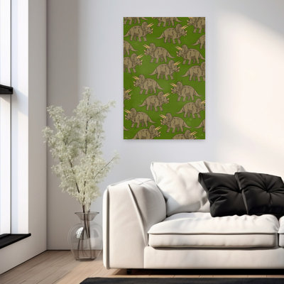 Triceratops Dino, motif abstrait rétro, paysage, nature, art mural