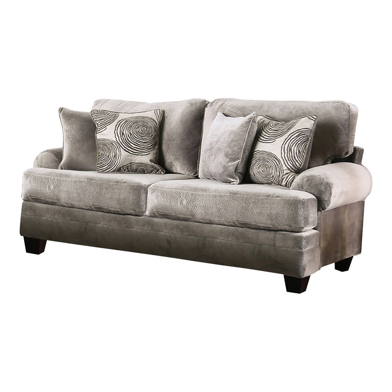 Canapé 92 po avec coussins réversibles Adaley, Microfibre grise