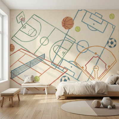 Papier peint décoratif abstrait géométrique Sports