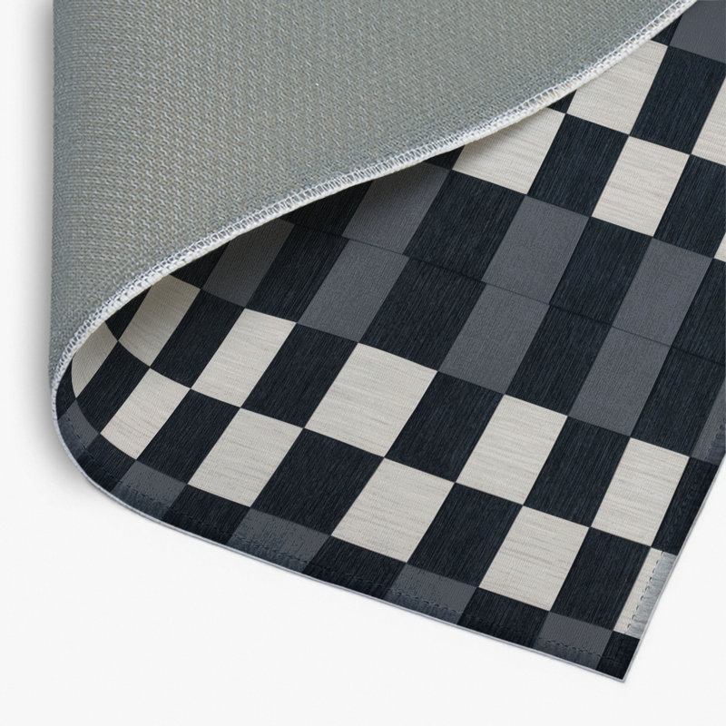 Tapis intérieur / extérieur noir à carreaux, Rectangulaire 2 pi x 3 pi