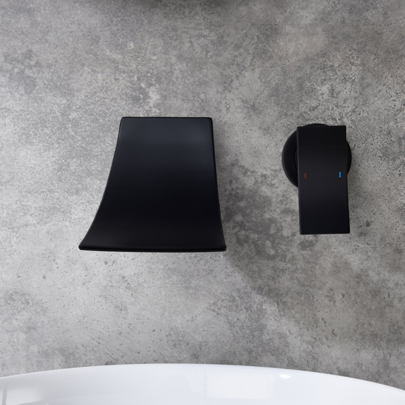 Robinet mural pour salle de bain noir mat, bec large, contrôle précis de la température et du débit de l'eau, adapté aux lavabos, robinets de baignoire noirs, soupape de débit précise à grand angle, accessoire